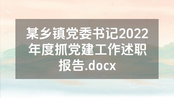 某乡镇党委书记2022年度抓党建工作述职报告.docx