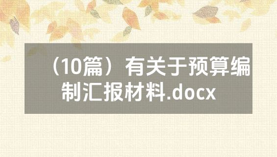 （10篇）有关于预算编制汇报材料.docx