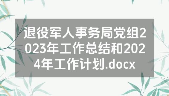 退役军人事务局党组2023年工作总结和2024年工作计划.docx