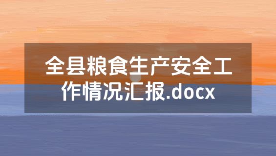 全县粮食生产安全工作情况汇报.docx