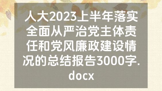 人大2023上半年落实全面从严治党主体责任和党风廉政建设情况的总结报告3000字.docx