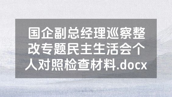 国企副总经理巡察整改专题民主生活会个人对照检查材料.docx