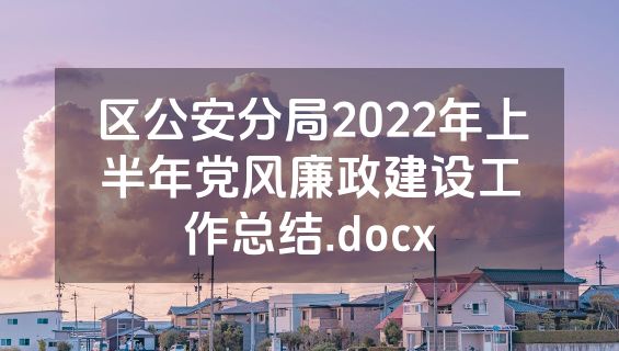 区公安分局2022年上半年党风廉政建设工作总结.docx