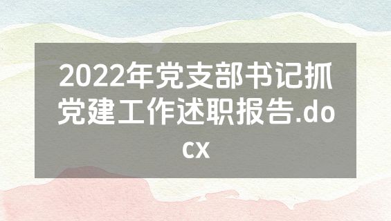 2022年党支部书记抓党建工作述职报告.docx