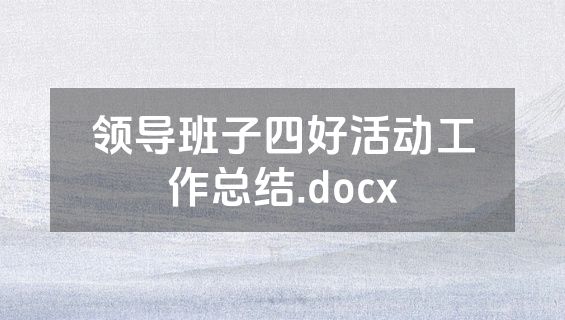 领导班子四好活动工作总结.docx