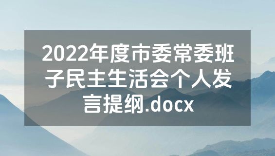2022年度市委常委班子民主生活会个人发言提纲.docx