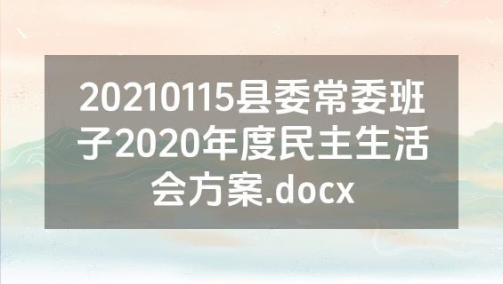 20210115县委常委班子2020年度民主生活会方案.docx