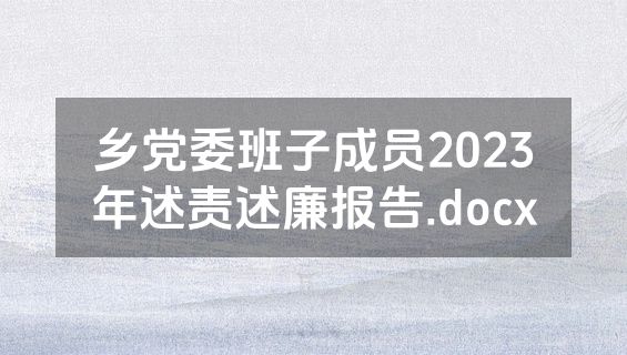 乡党委班子成员2023年述责述廉报告.docx