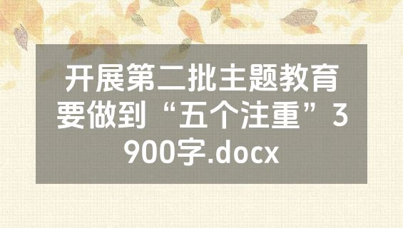 开展第二批主题教育要做到“五个注重”3900字.docx