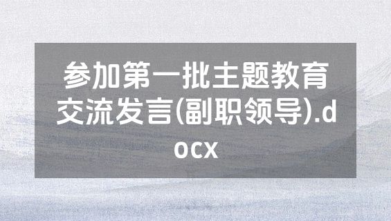 参加第一批主题教育交流发言(副职领导).docx