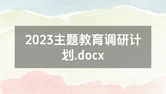 2023主题教育调研计划.docx