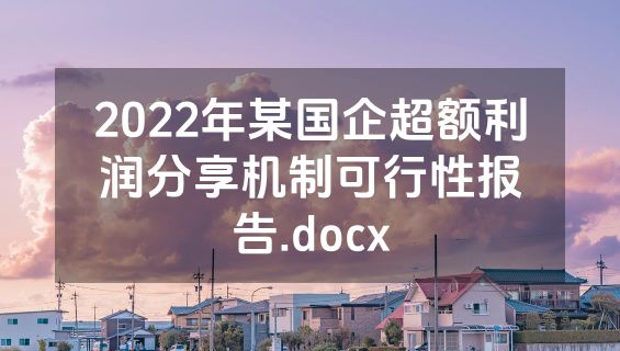 2022年某国企超额利润分享机制可行性报告.docx