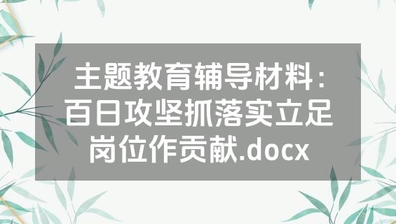 主题教育辅导材料：百日攻坚抓落实立足岗位作贡献.docx