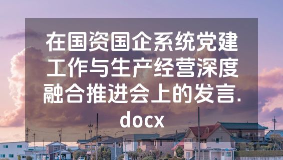 在国资国企系统党建工作与生产经营深度融合推进会上的发言.docx