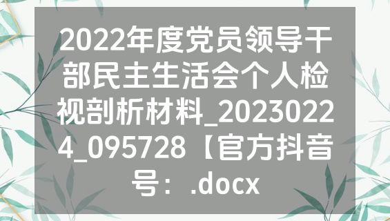 2022年度党员领导干部民主生活会个人检视剖析材料_20230224_095728【官方抖音号：.docx