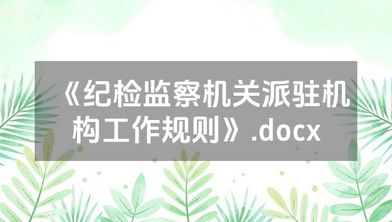 《纪检监察机关派驻机构工作规则》.docx