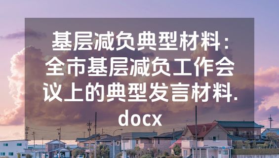 基层减负典型材料：全市基层减负工作会议上的典型发言材料.docx