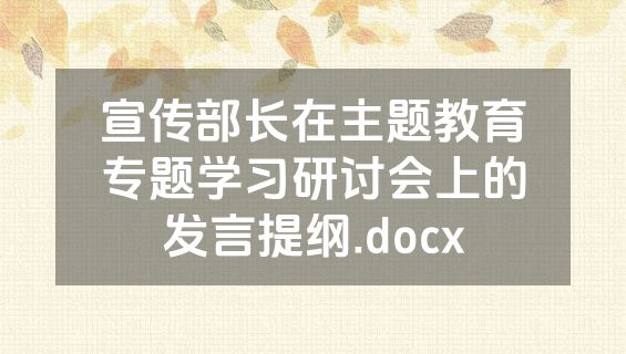 宣传部长在主题教育专题学习研讨会上的发言提纲.docx