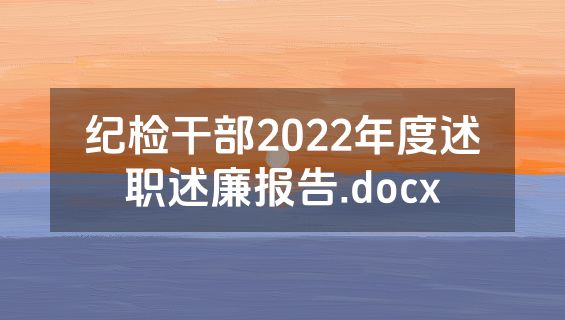 纪检干部2022年度述职述廉报告.docx