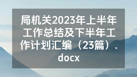 局机关2023年上半年工作总结及下半年工作计划汇编（23篇）.docx