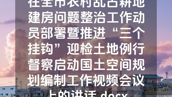 在全市农村乱占耕地建房问题整治工作动员部署暨推进“三个挂钩”迎检土地例行督察启动国土空间规划编制工作视频会议上的讲话.docx