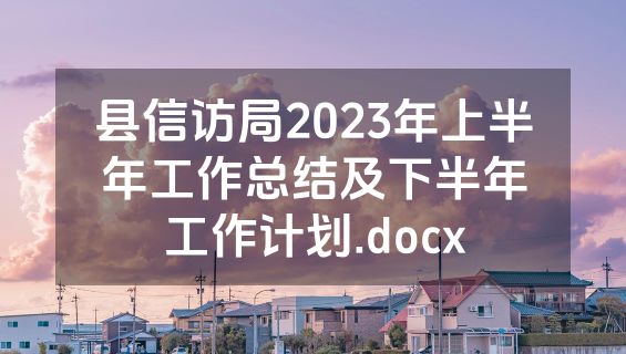 县信访局2023年上半年工作总结及下半年工作计划.docx