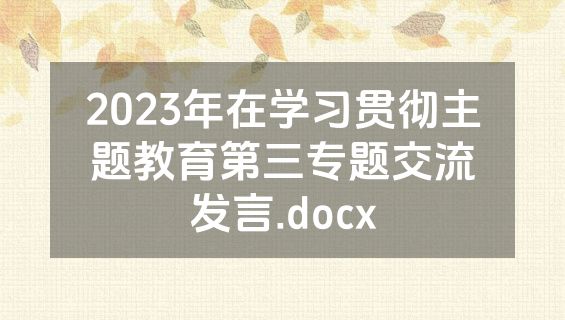2023年在学习贯彻主题教育第三专题交流发言.docx