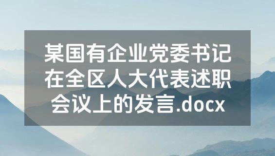 某国有企业党委书记在全区人大代表述职会议上的发言.docx