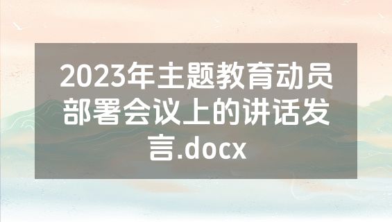 2023年主题教育动员部署会议上的讲话发言.docx