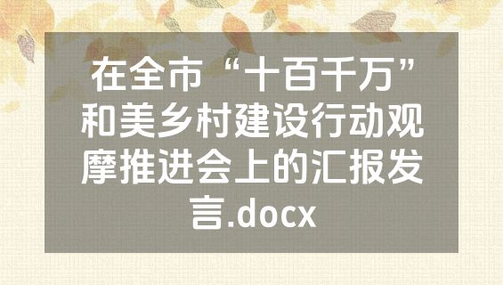 在全市“十百千万”和美乡村建设行动观摩推进会上的汇报发言.docx