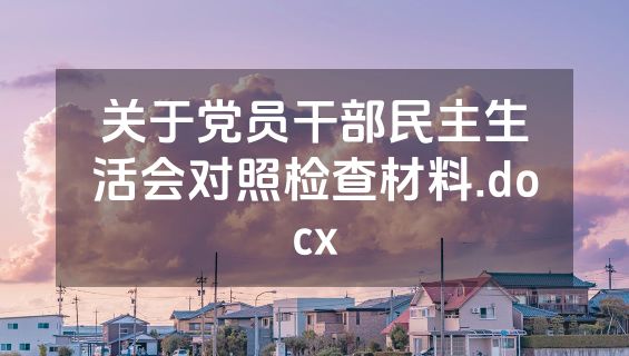 关于党员干部民主生活会对照检查材料.docx