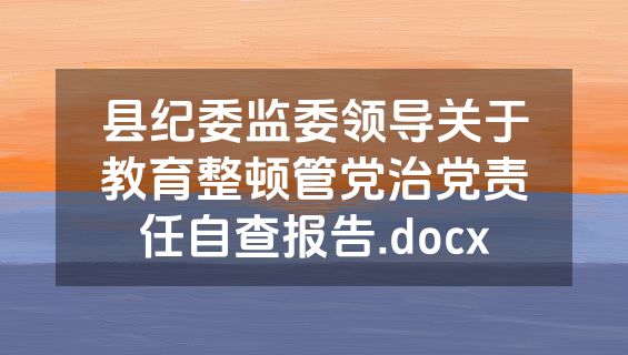 县纪委监委领导关于教育整顿管党治党责任自查报告.docx
