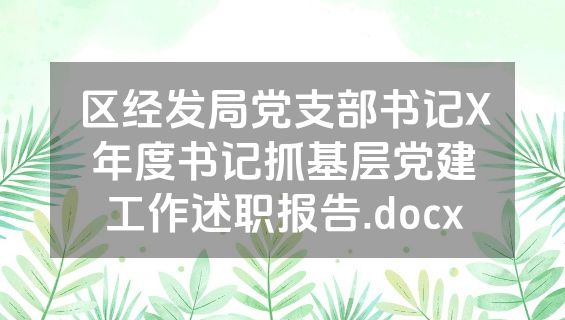 区经发局党支部书记X年度书记抓基层党建工作述职报告.docx