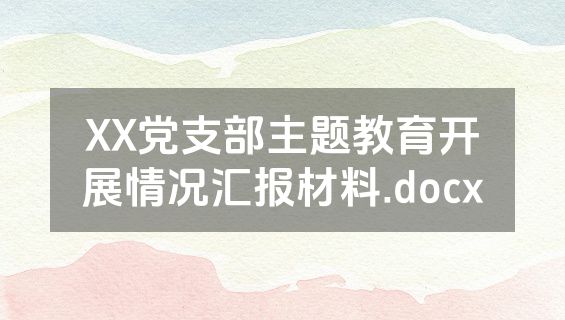 XX党支部主题教育开展情况汇报材料.docx