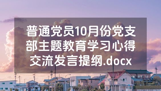 普通党员10月份党支部主题教育学习心得交流发言提纲.docx