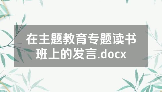 在主题教育专题读书班上的发言.docx