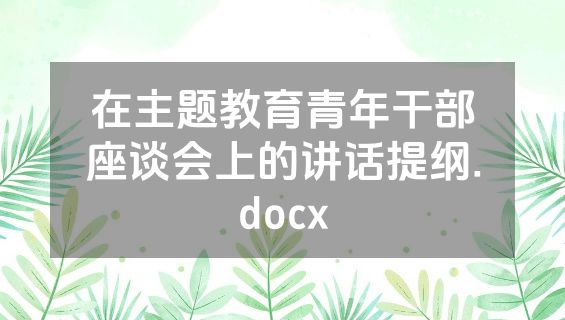 在主题教育青年干部座谈会上的讲话提纲.docx