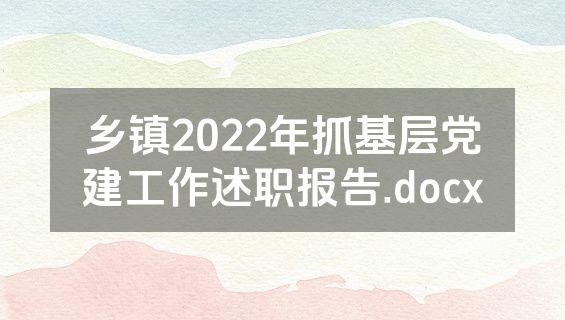 乡镇2022年抓基层党建工作述职报告.docx