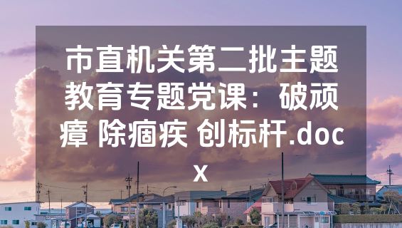 市直机关第二批主题教育专题党课：破顽瘴 除痼疾 创标杆.docx
