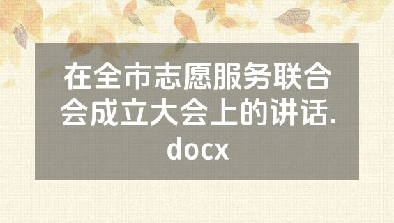 在全市志愿服务联合会成立大会上的讲话.docx