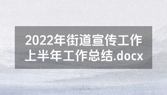 2022年街道宣传工作上半年工作总结.docx