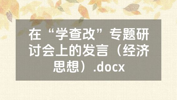 在“学查改”专题研讨会上的发言（经济思想）.docx