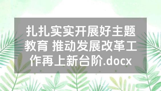 扎扎实实开展好主题教育 推动发展改革工作再上新台阶.docx