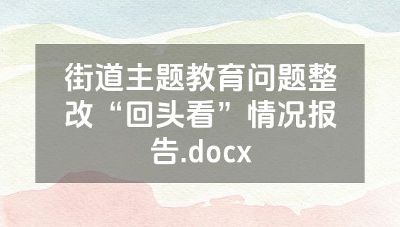 街道主题教育问题整改“回头看”情况报告.docx