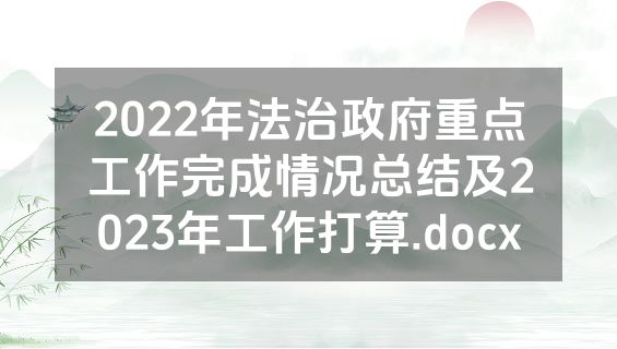 2022年法治政府重点工作完成情况总结及2023年工作打算.docx