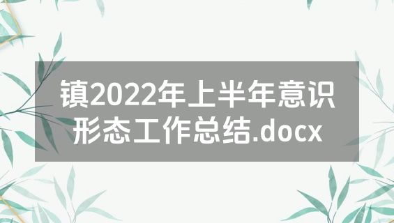 镇2022年上半年意识形态工作总结.docx