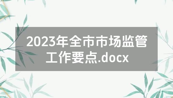 2023年全市市场监管工作要点.docx