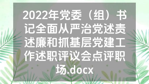 2022年党委（组）书记全面从严治党述责述廉和抓基层党建工作述职评议会点评职场.docx