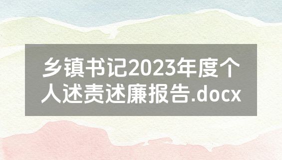 乡镇书记2023年度个人述责述廉报告.docx