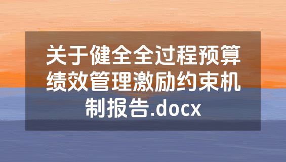 关于健全全过程预算绩效管理激励约束机制报告.docx